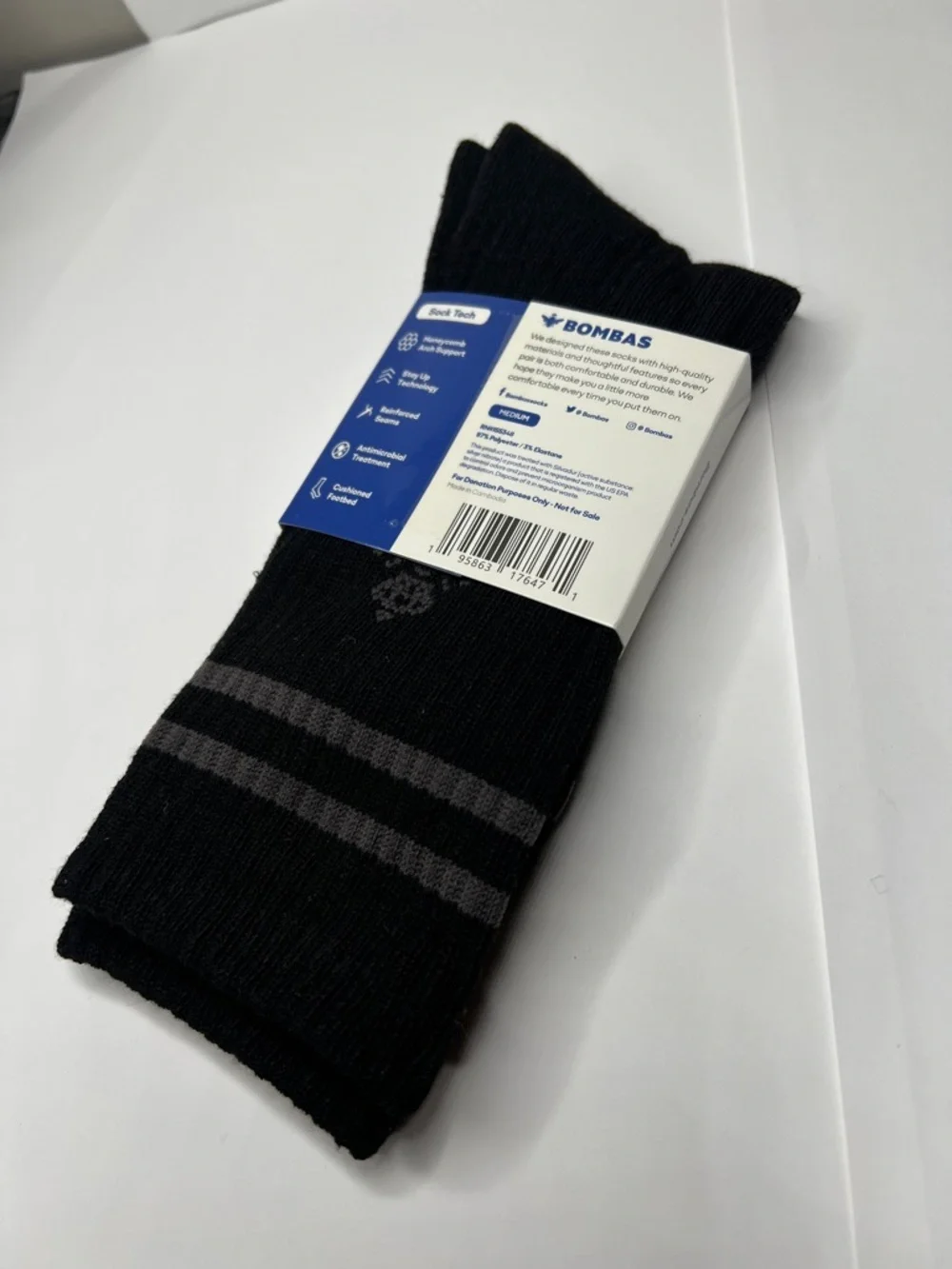 Bombas Sz M Unisex Black Calf Crew Socks New with Tags